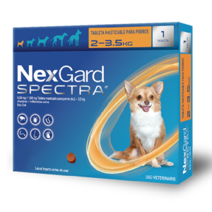 Nexgard Spectra Xs 2-3.5kg/4.4-7.7lb Antigarrapatas, Antipulgas Y Antiparasitario Interno.